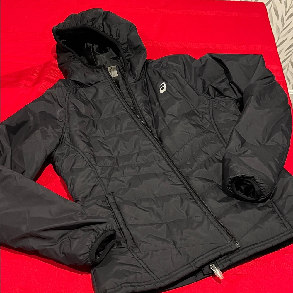 Asics Black Excellent condition Quilted Hooded Coat
